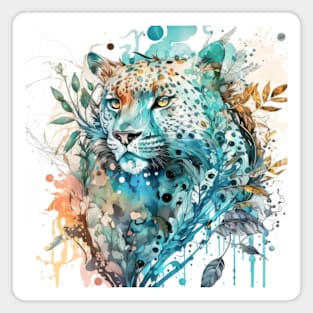 Panther Portrait Animal Painting Wildlife Outdoors Adventure Magnet